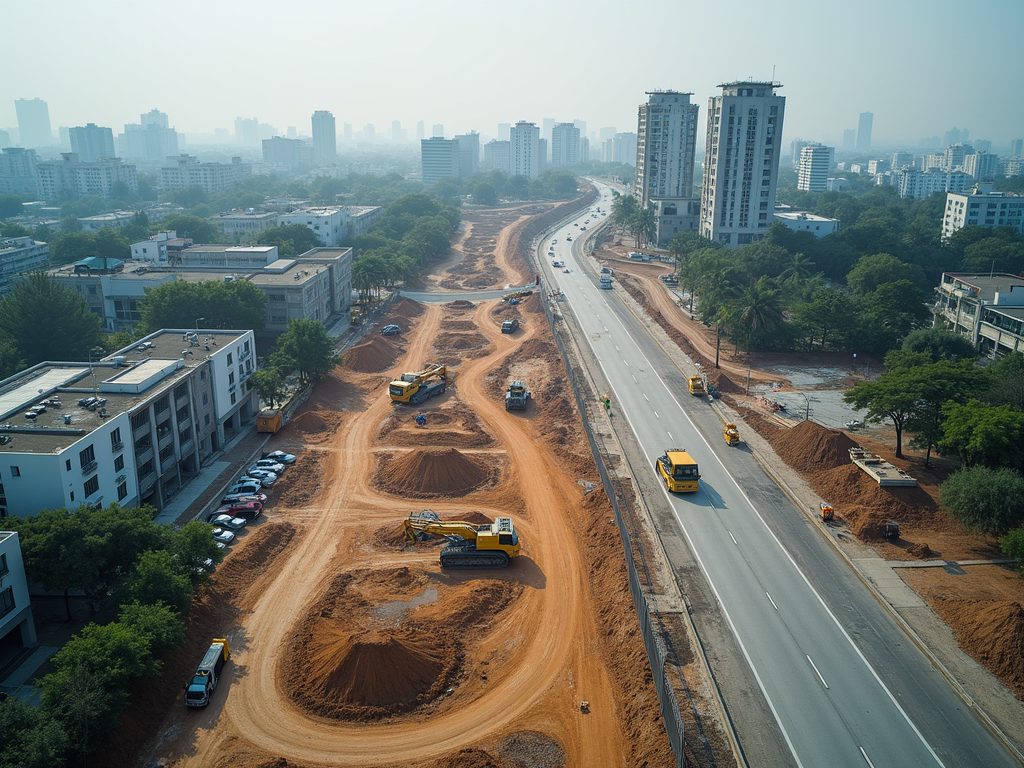Aerial view of a land development site